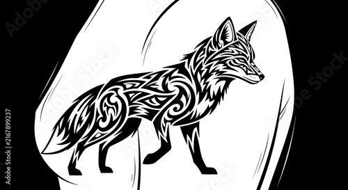 Detailed tattooed fox body design.