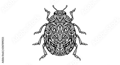 Intricately designed beetle insect illustration.