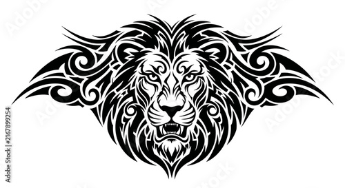 Tribal Lion Head Illustration Design.