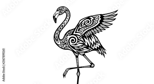Detailed drawing of a flamingo bird.