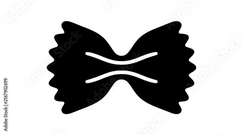Foto Black and white farfalle pasta silhouette icon - food vector graphic