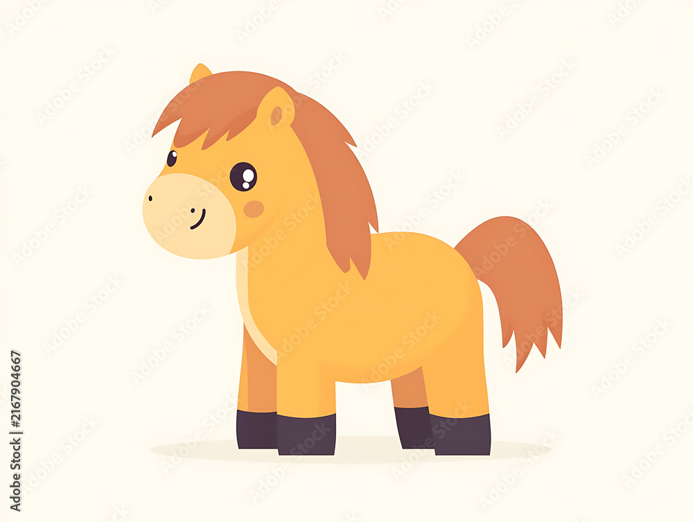 Obraz premium Horse illustration, flat vector cartoon horse character isolated on white background