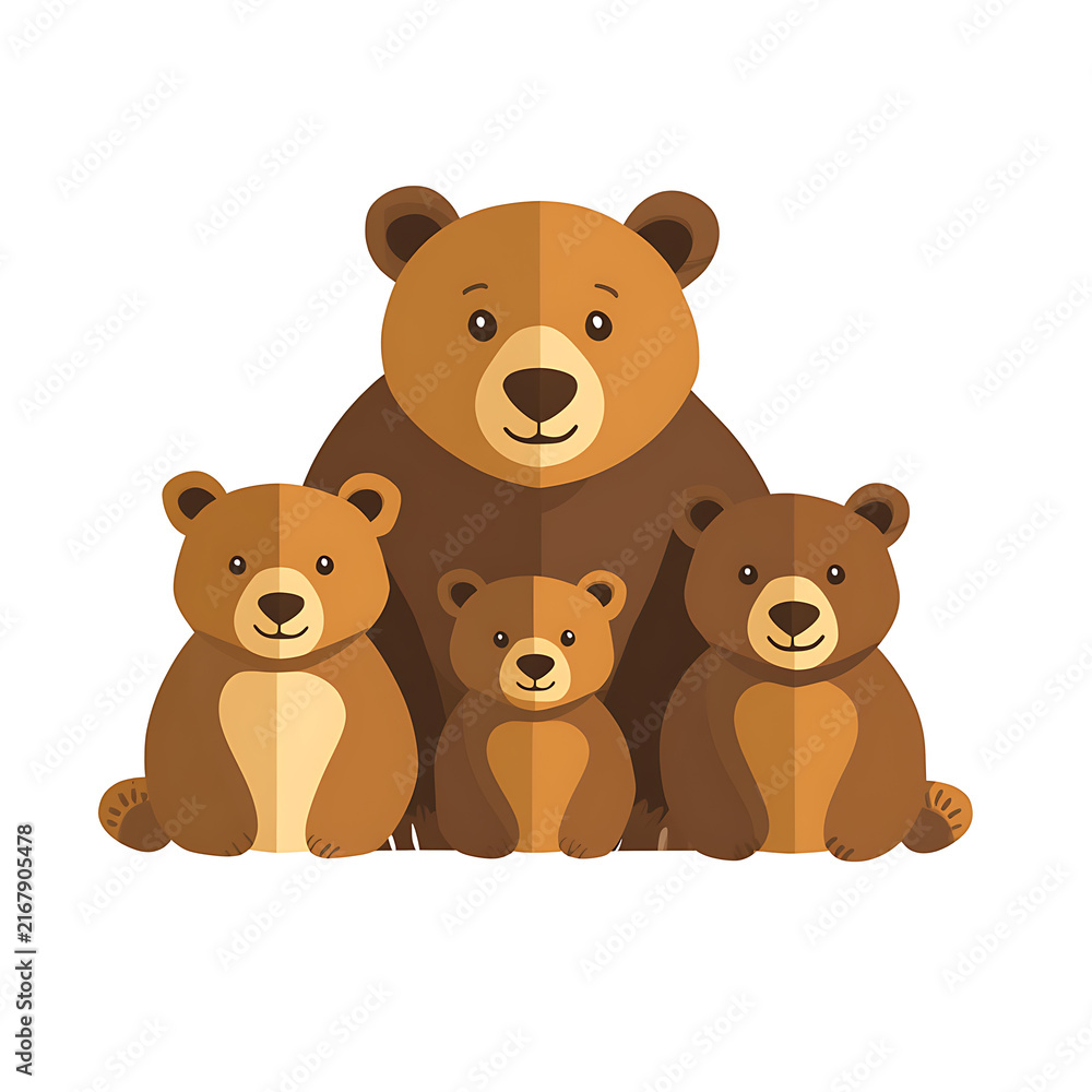 Fototapeta premium ute bear cartoon character illustration in flat vector style, adorable woodland animal isolated on white background