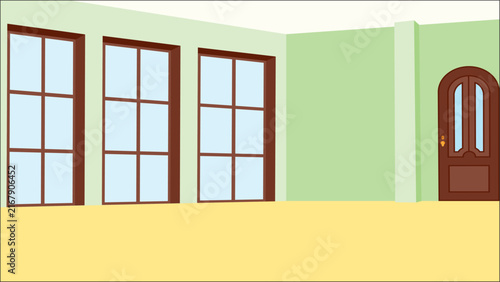 empty restaurant with window and 2 wall vector design
