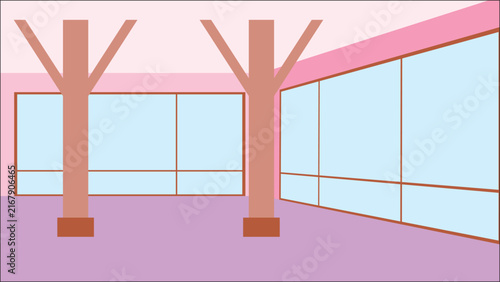 empty restaurant with window and pillar vector design