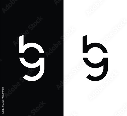 Minimalist monochrome bg monogram logo design in black and white styles