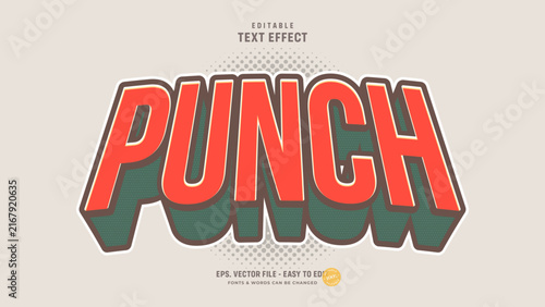 Punch Text Effect, Editable Retro Vintage Text Style.