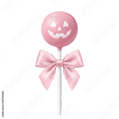 Coquette Halloween Pumpkin Lollipops with Lace Pink Ribbon