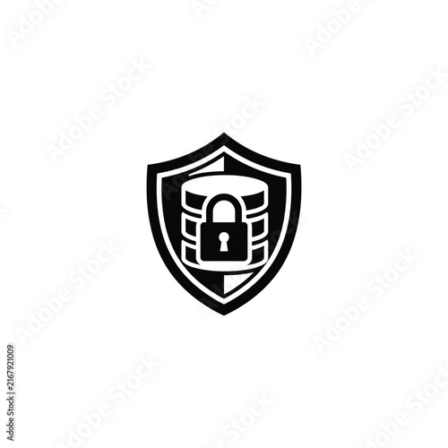 Shield emblem with keyhole symbolizing security, access control, and digital protection concept