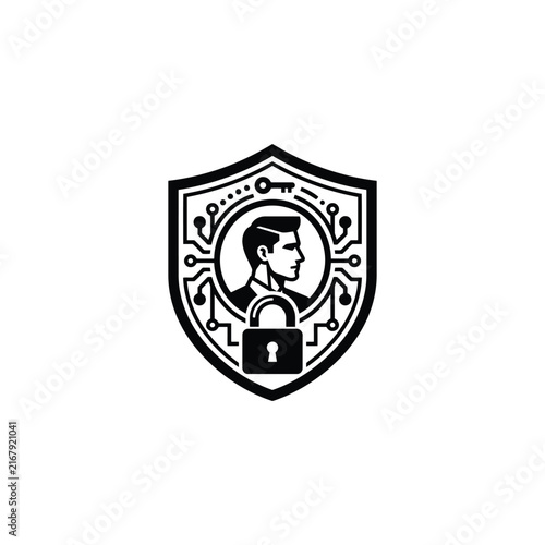 Vintage university crest emblem with graduate profile and laurel wreath design