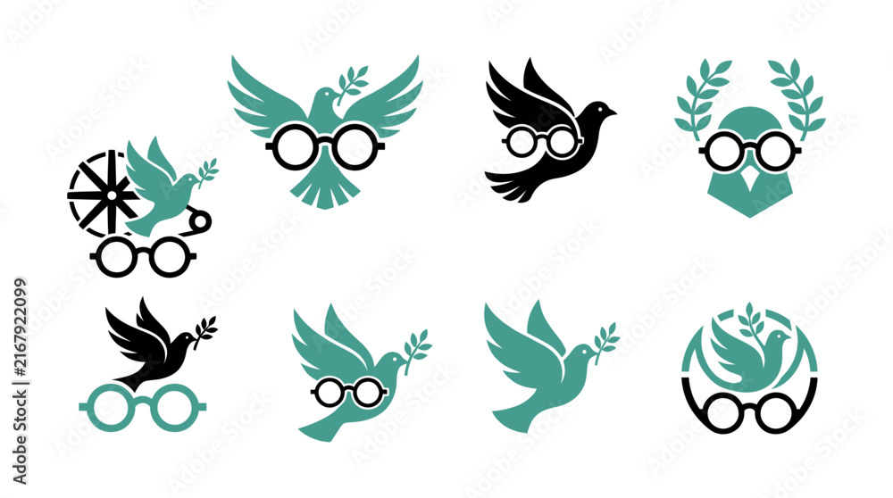 Obraz premium Round Glasses Merging With Dove Concept of Gandhi Jayanti Vision Of Peace