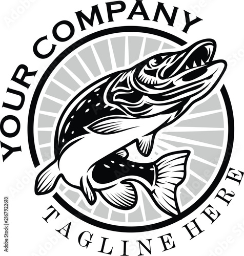 Vector illustration fishing company isolated on white background