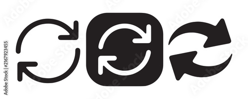 Bild auf Leinwand Refresh and sync symbols with circular arrows representing loop process update and data exchange set