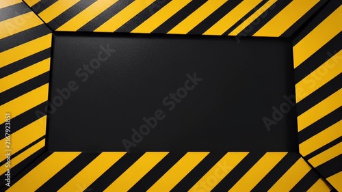 Warning Hazard Stripes Frame with Empty Black Copy Space - Industrial Danger Zone Caution Tape
