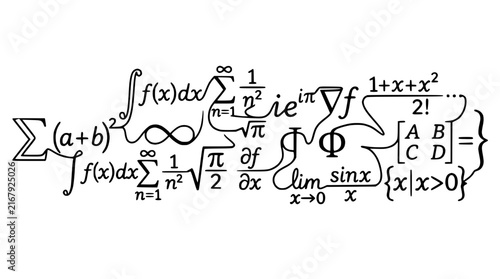 Cuadro en lienzo Complex Mathematical Formulas and Equations on Transparent Background