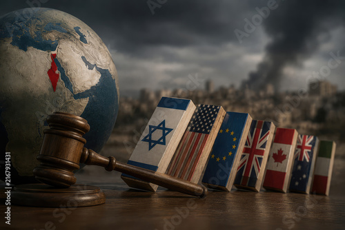 International Legal Pressure on Israel with Western Allies and Gaza Conflict Concept
