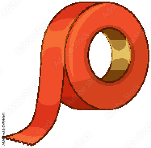 Red Adhesive Tape Roll Vector Illustration on White Background