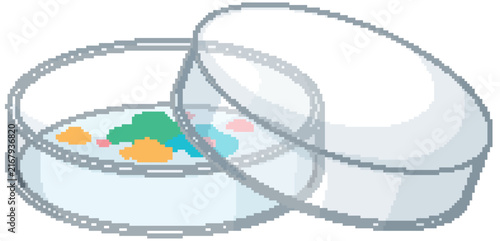 Vector Illustration of a Petri Dish with Colorful Bacterial Cultures