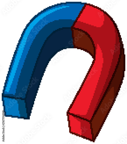 Red and Blue Horseshoe Magnet Vector Illustration on White Background
