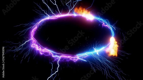 Glowing Plasma Circle with Powerful Electric Bolts