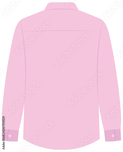 Back View Vector Illustration of Pink Long Sleeve Men's Dress Shirt