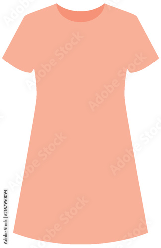Flat Vector Illustration of a Peach Pastel Summer Dress Mockup
