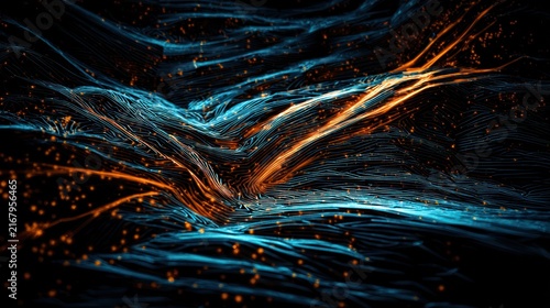 Vibrant Neon Light Trails in Motion.