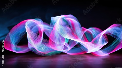 Vibrant Neon Light Trails in Motion.