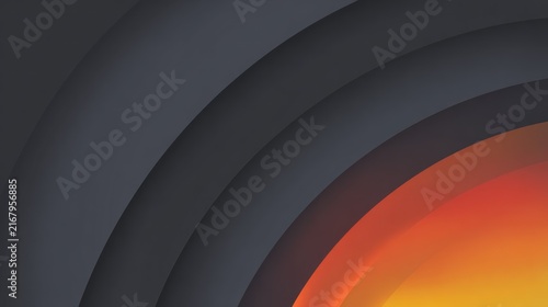 Vibrant Orange Circle with Gray Rings.