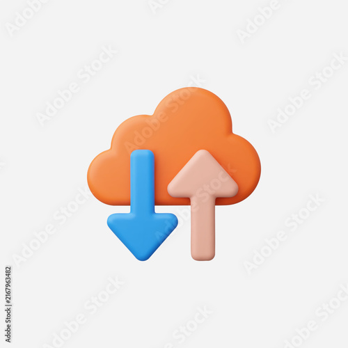 3d Realistic Upload and Download icon vector illustration