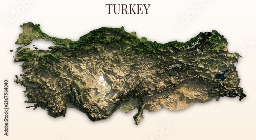Fotografía Turkey Shaded Relief Map