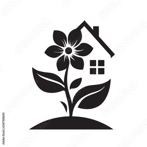 Sustainable House Growing from Giant Flower Logo Vector