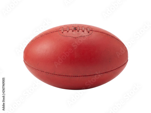 Red australian rules football isolated on transparent background