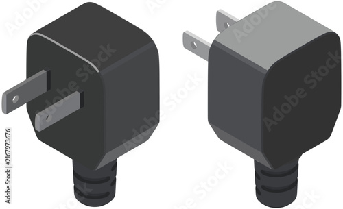 L Type Plug Isometric Vector Electrical Adapter Illustration