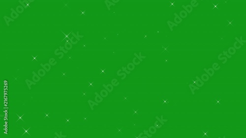 Twinkling sparkle stars glitter animation, white shimmering light particles blinking effect floating on green screen background, magical starry night overlay 4K