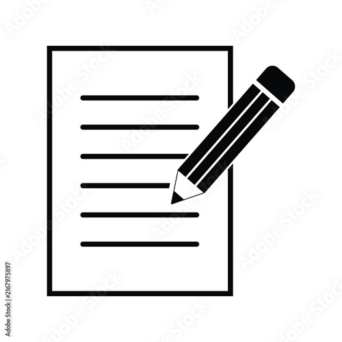 pencil and paper writing icon vector