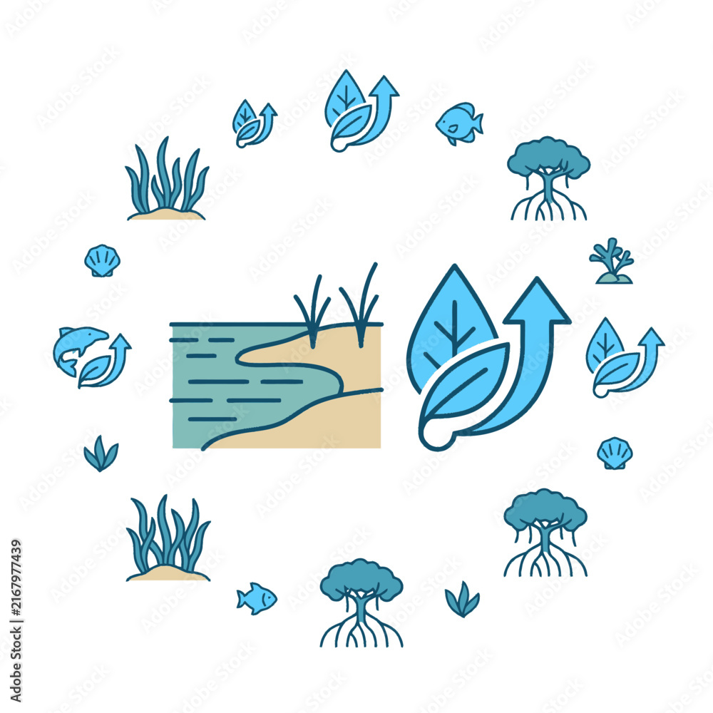 Obraz premium Environment Ecosystem Illustration for Sustainable Growth and Balance