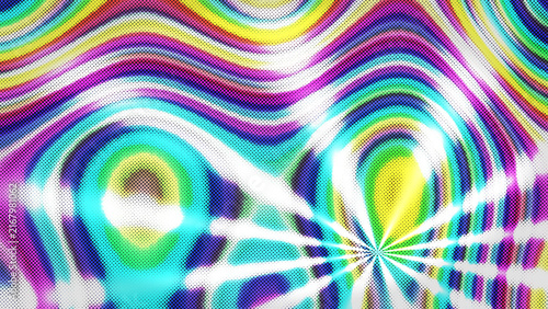 Vibrant psychedelic wavy stripes and swirling patterns create a mesmerizing visual experience with a spectrum of bright colors forming an abstract organic fluid dynamic movement perfect for