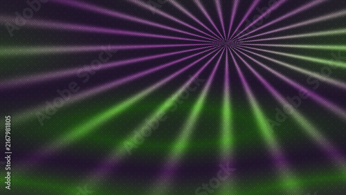 Radiant energy bursts from a central point creating a vibrant spectacle of pink and green light rays spreading outwards across a textured dark surface evoking a sense of powerful illumination