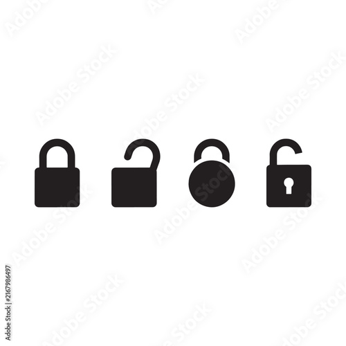Bild auf Leinwand Black padlock silhouettes depict security and access control concepts