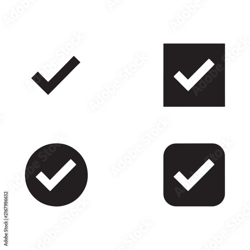 Checkmark icons in square and circle shapes on a white background