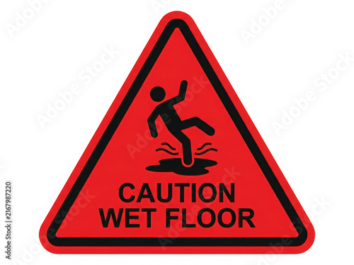 Caution wet floor warning sign with red figure