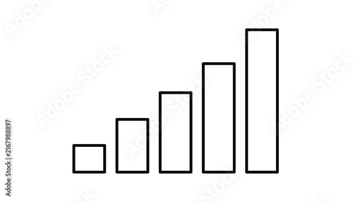 Minimalist outline of a five-bar signal strength chart or network connection level, isolated on a white background.