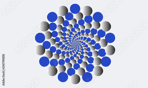 Blue and Silver 3D Circular Spiral Tunnel Abstract Geometric Background