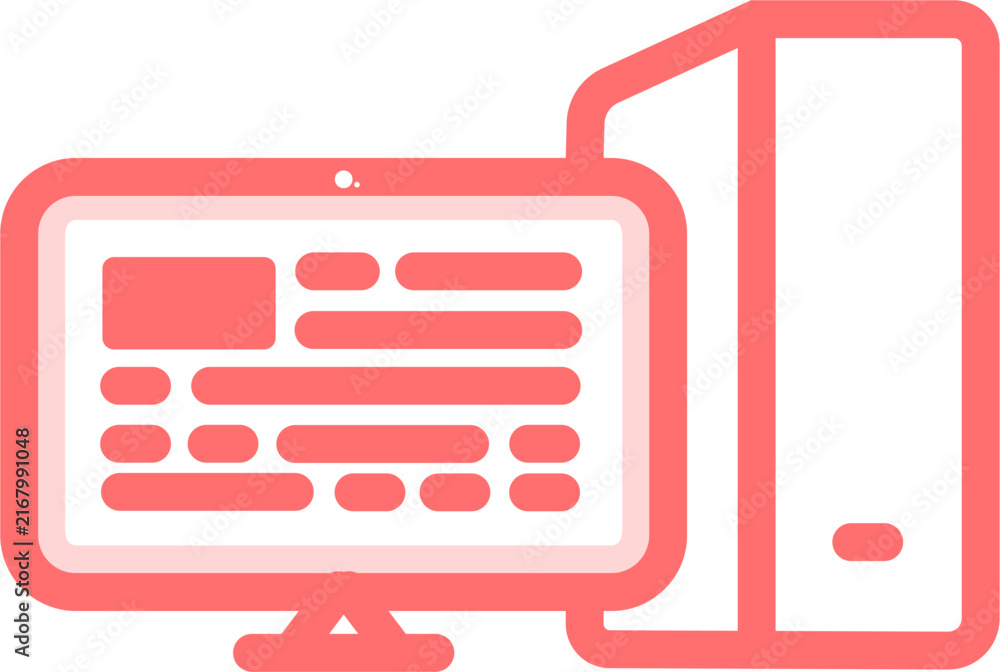 Fototapeta premium Desktop Computer and Monitor Icon Illustration