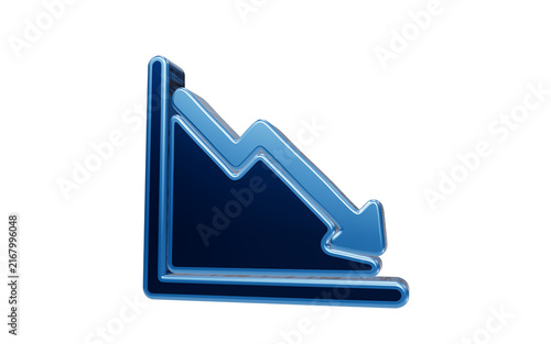 Konstfotografi Downward Trend Graph Icon: A stylized 3D icon representing a sharp decline, with a downward arrow indicating a negative trend, symbolizing economic downturn or loss