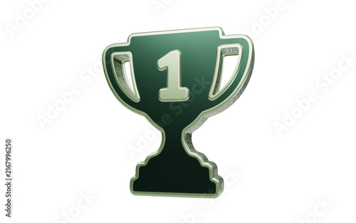 Fotografie First Place Trophy: A striking green trophy with a prominent '1' engraved on it, symbolizing victory and top achievement in a competition