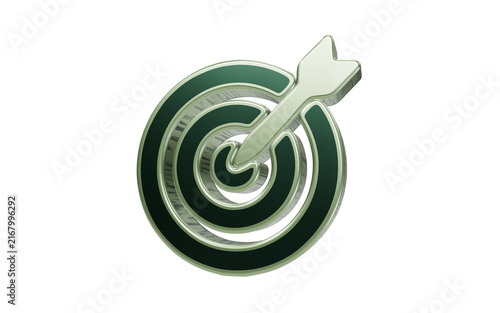 Obraz na płótnie Precision Target: A metallic target with an arrow perfectly hitting the bullseye, symbolizing focus, accuracy, and the achievement of goals