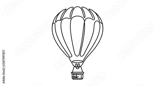 Hot air balloon continuous line drawing vector illustration of travel and adventure concept.