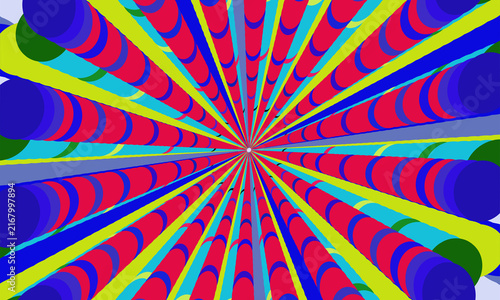 Colorful Abstract 3D Radial Tunnel with Vibrant Geometric Beams